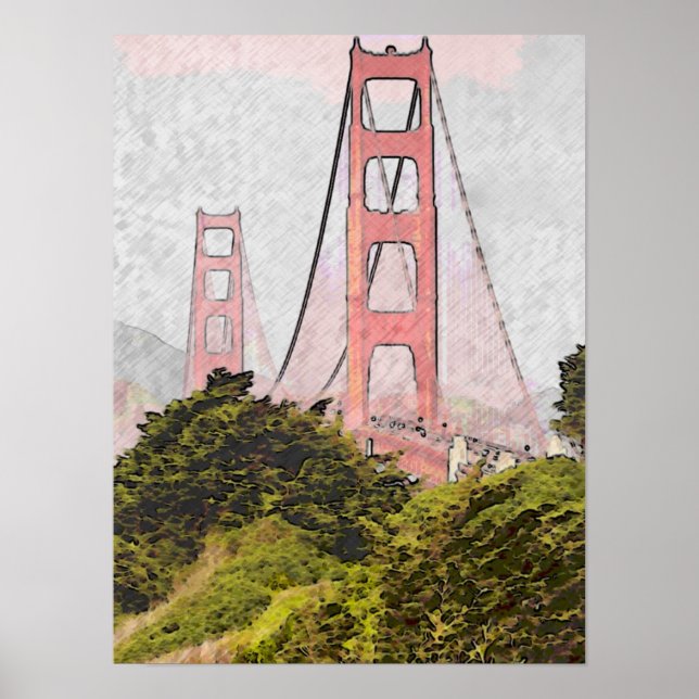 Poster Golden Gate in Oil (Devant)
