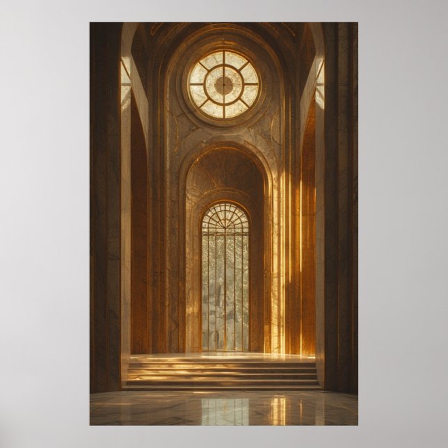 Poster Golden Grandeur : un couloir majestueux (Devant)