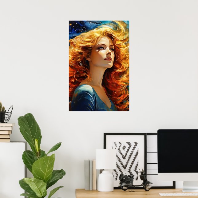 Poster Golden Haired Woman Peinture murale peinture portr (Bureau à domicile)