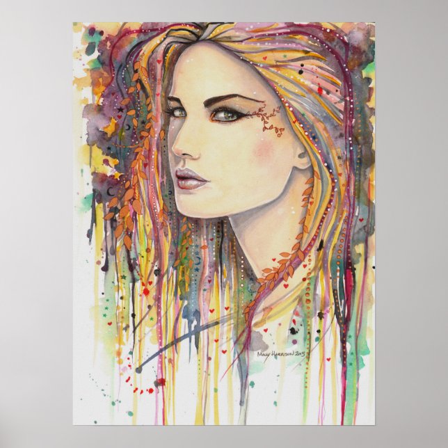 Poster Golden Leaf Imaginaire Art par Molly Harrison (Devant)