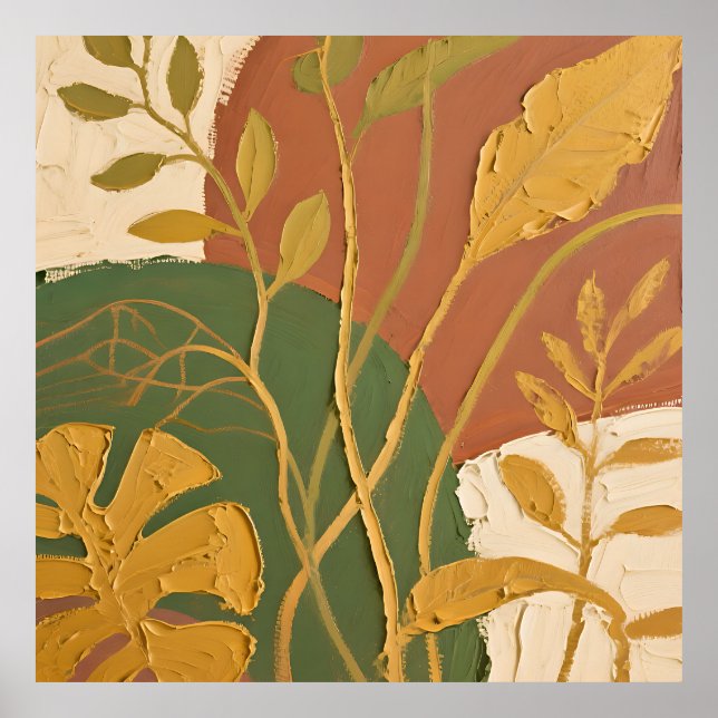 Poster Golden Leaves Abstract (Devant)