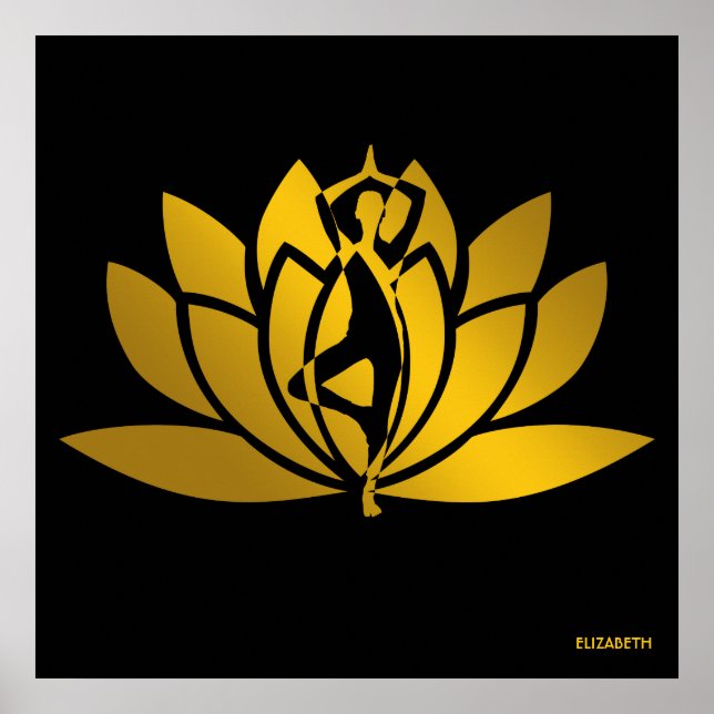 Poster Golden Lotus Flower Yoga Cool de méditation (Devant)