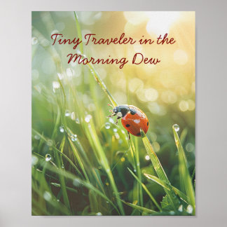 Poster Golden Morning Ladybug : La beauté de la nature ba