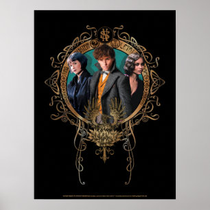 Poster Golden Newt, Tina, and Leta Art Deco Portrait