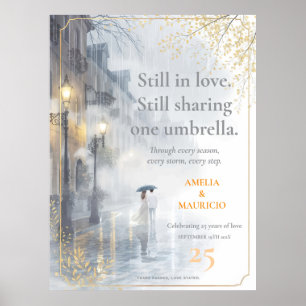 Poster Golden Rain Romance Mariage Anniversaire