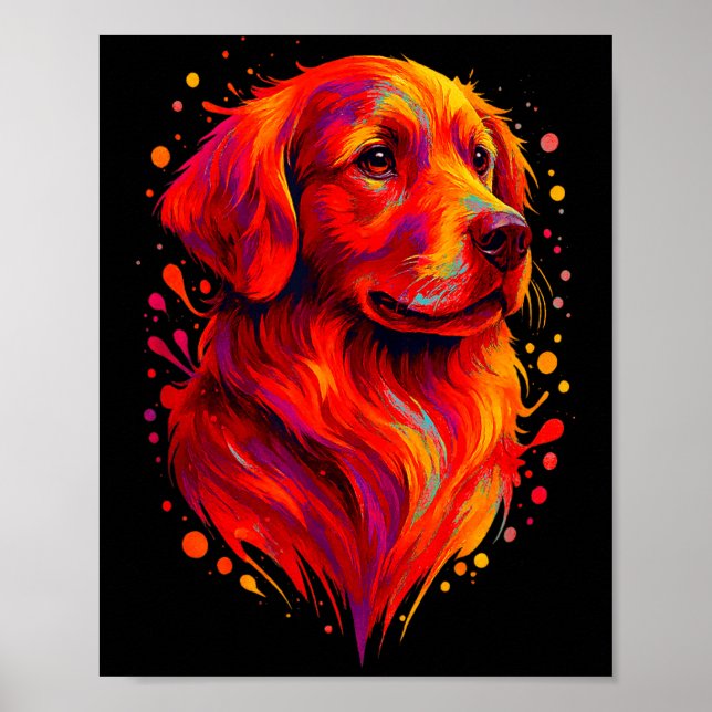 Poster Golden Retriever Art Rtrait For Dog Owners  (Devant)