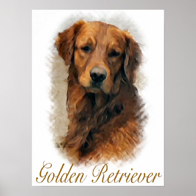 Poster Golden Retriever Cadeaux Art Imprimer (Devant)