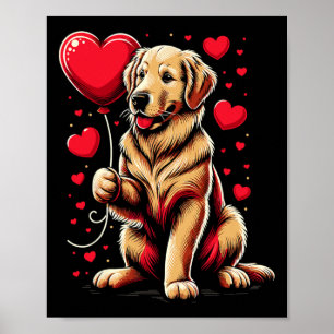 Poster Golden Retriever Chien Valentine's Day Chien propr
