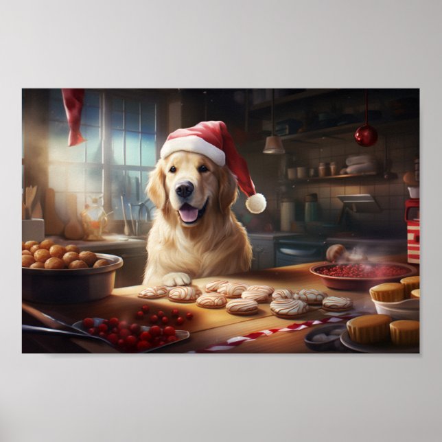 Poster Golden Retriever Christmas Cookies Festive Festive (Devant)