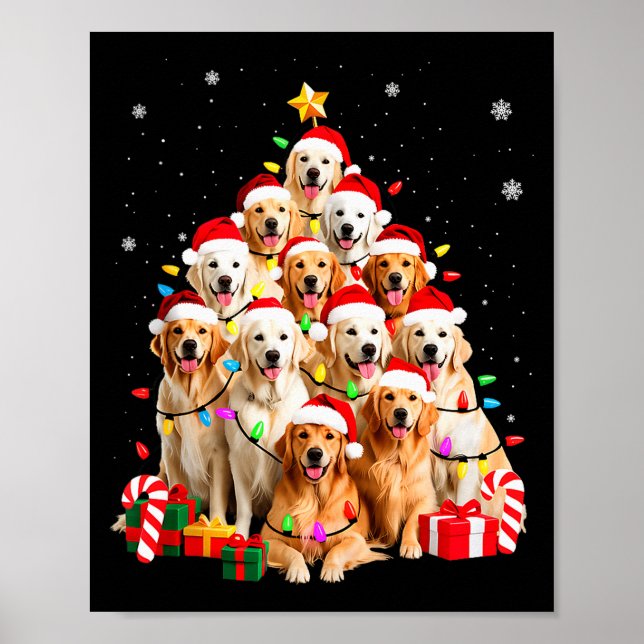 Poster Golden Retriever Christmas Tree Ornament Decor Xma (Devant)