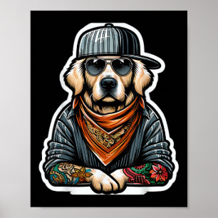Poster Golden Retriever Gangsta Costume de tatouage chien