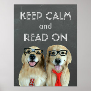 Poster Golden Retriever Gardez Le Calme Lire En Classe