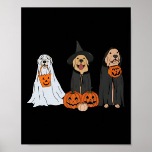 Poster Golden Retriever Ghost Halloween Tricoter Ou Treat