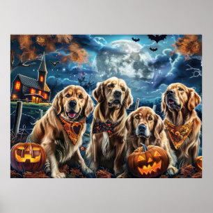 Poster Golden Retriever Halloween Éffrayant