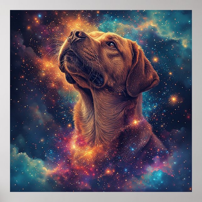 Poster Golden Retriever par Whimsical Cosmos (Devant)