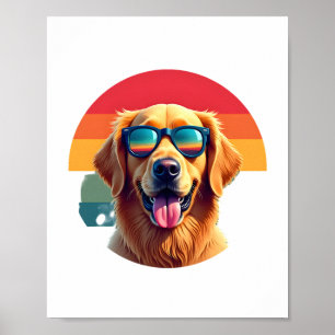 Poster Golden Retriever pour enfants garçons filles lunet