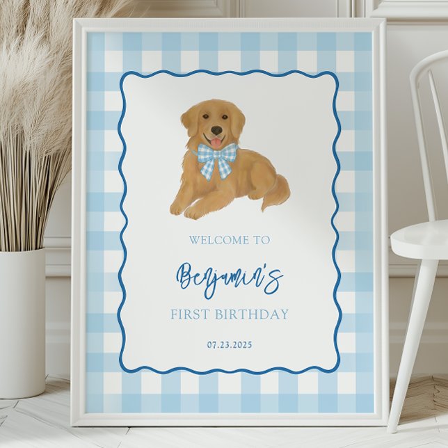 Poster Golden Retriever Puppy Birthday Party Welcome (Créateur téléchargé)