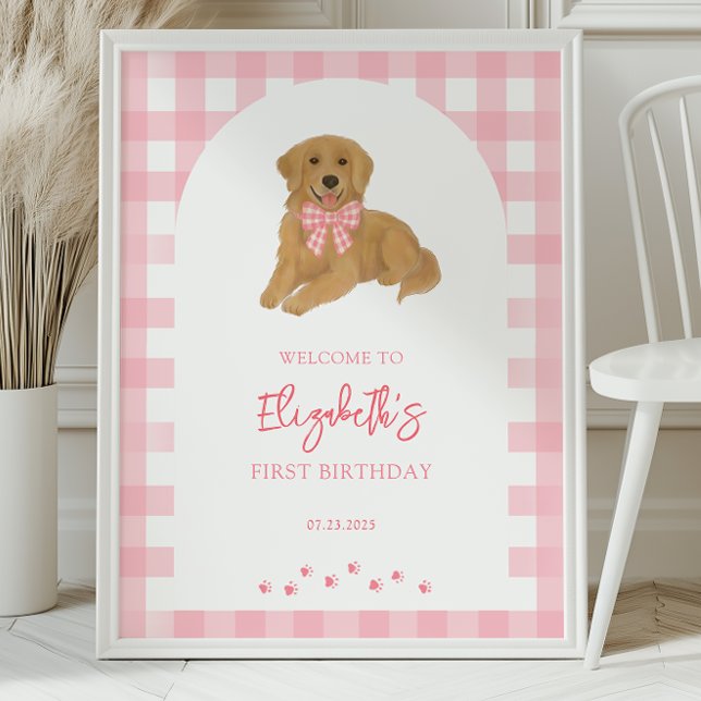 Poster Golden Retriever Puppy Birthday Party Welcome (Créateur téléchargé)