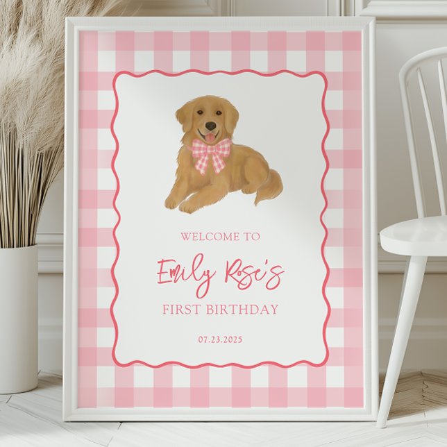 Poster Golden Retriever Puppy Birthday Party Welcome (Créateur téléchargé)
