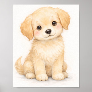 Poster Golden Retriever Puppy Nursery Wall Art Print |