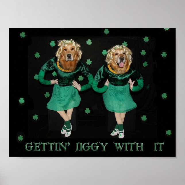 Poster Golden Retriever Stepdancers Obtenir Jiggy avec lu (Devant)
