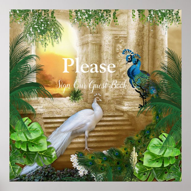 Poster Golden Royal Peacock Temple Dreams (Devant)