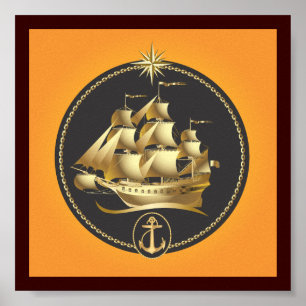Poster Golden-Sailboat.ai