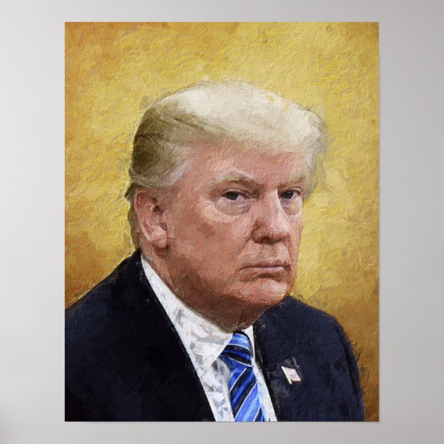 Poster Golden Saint Trump peinture à l'huile Portrait (Devant)