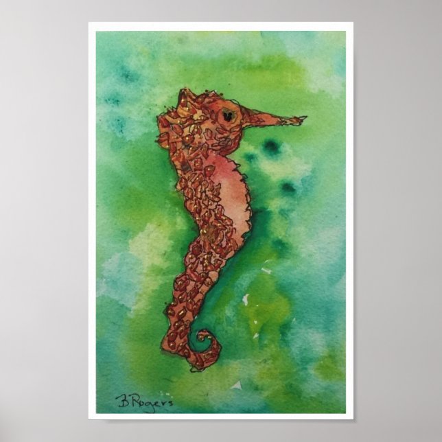 Poster Golden Seahorse 5x7 (Devant)