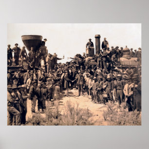 Poster Golden Spike Transcontinental Railroad 1869