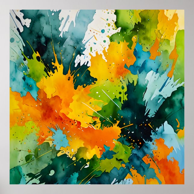 Poster Golden Splash & Emerald Waves (Devant)