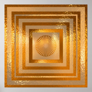 Poster Golden Sun Mandala - Chaleureux regards