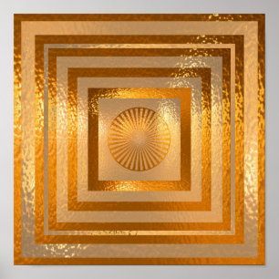 Poster Golden Sun Mandala - Chaleureux regards