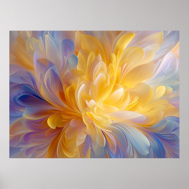 Poster Golden Symphony of Blooming Abstract Petals (Devant)