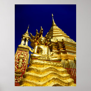 Poster Golden Temple - Chiang Mai - Thailand