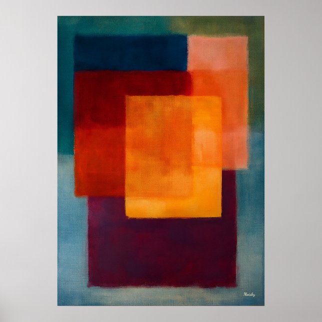 Poster Golden Veil – Celestial Color Fields Abstract Wall (Devant)