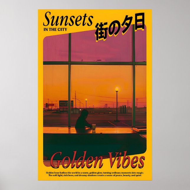 Poster Golden Vibes Sunset Art Print Atmospheric (Devant)