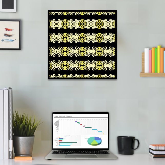 Poster Golden Yellow Ornamental Striment Motif sans coutu (Créateur téléchargé)