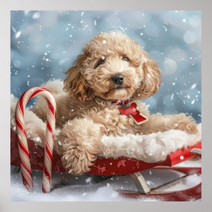 Poster Goldendoodle Chien Festif de Noël