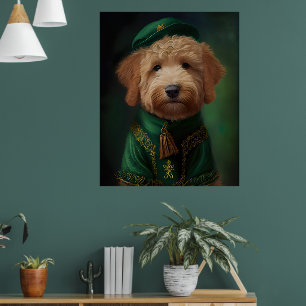 Poster Goldendoodle Dog en tenue de la Saint Patrick
