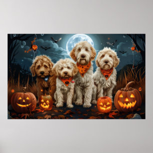 Poster Goldendoodle Halloween Éffrayant