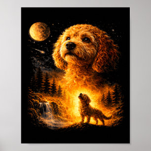 Poster Goldendoodle Hurle À La Lune Vintage Drôle Mys