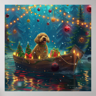 Poster Goldendoodle Noël Festive Voyage
