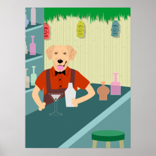 Poster goldenretrieverbartenderposter