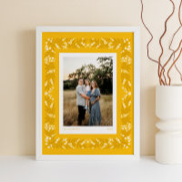 Goldenrod Folk Art Cadre floral avec texte personn