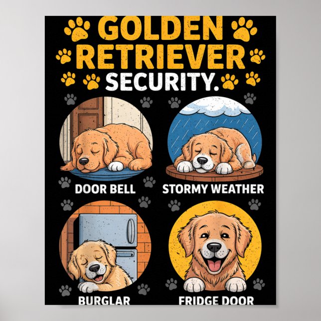 Poster Goldens Tee Golden Retriever Security Funny  (Devant)