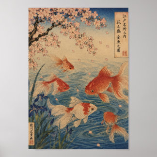 Poster Goldfish Beneath the Cherry Blossoms