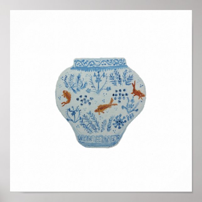 Poster Goldfish Blue White Ginger Jar Art Imprimer (Devant)