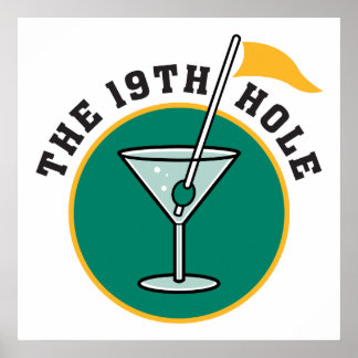 Poster golf 19ème trou boisson humour
