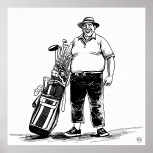 Poster Golf Caddie - Golf Art Print